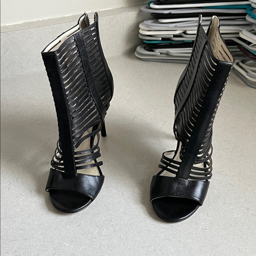 Michael Kors Black Strappy Cage Stiletto Sandals